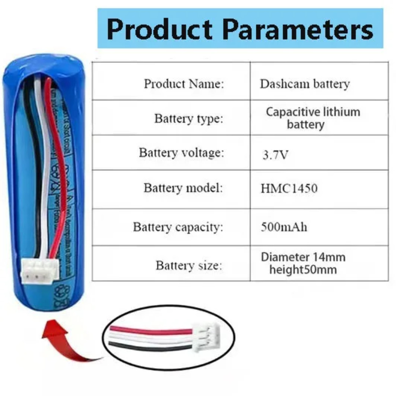 Nadaje się do inteligentnego rejestratora jazdy Xiaomi Home 70 Mph T01 Pro HMC1450 3,7 V 500 mAh Bateria litowa ciśnienia w oponach