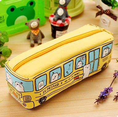 4 cores kawaii grandes sacos de lápis de ônibus 3d caso multifunções 2016 nova capacidade material escolar papelaria quente: 2