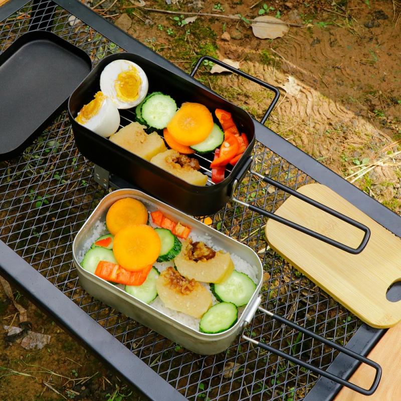 Mittagessen Kasten mit Klapp Griff Tragbare Tourismus draussen Picknick Camping Kochen Gedämpfte Bento Boxen Salat Obst Container