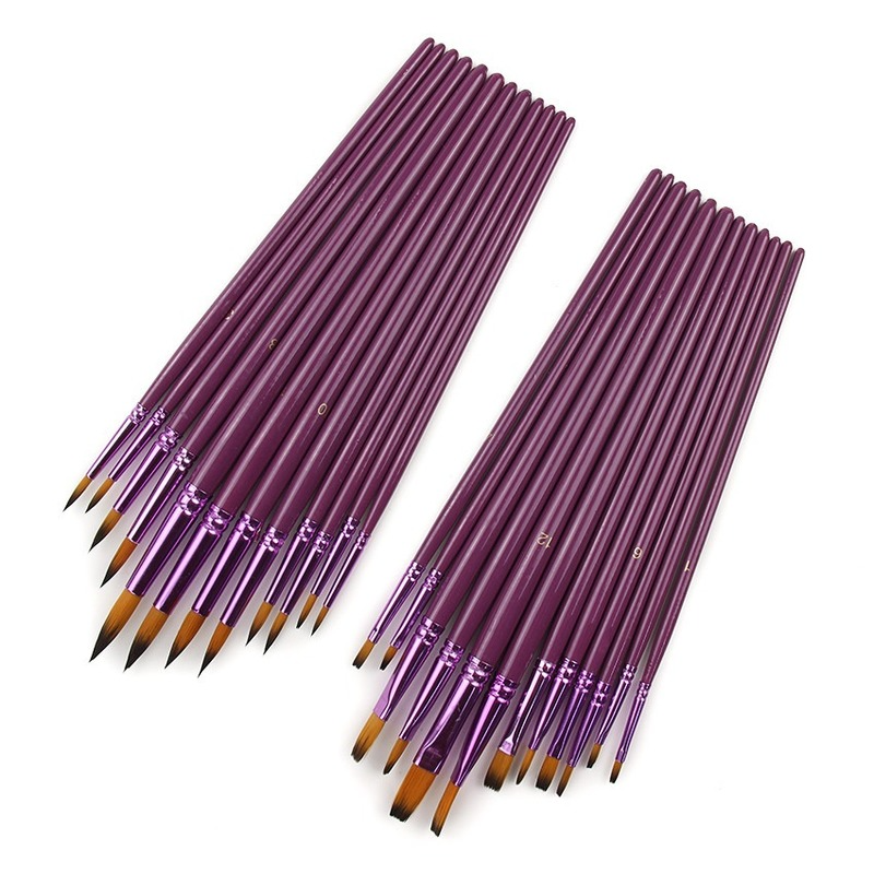 12 st/lot nylon hårpensel olika storlekar konstnär fina oljemålningspenslar akvarell gouache skola ritning konsttillbehör