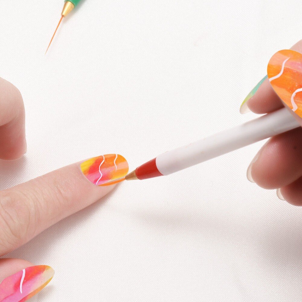 3 stks 1 set Nail DIY Borstels Nail Art Tekening Pen Witte Zachte Striping Liner Schilderen Streep Nail Art Penselen set Pen voor Manicure