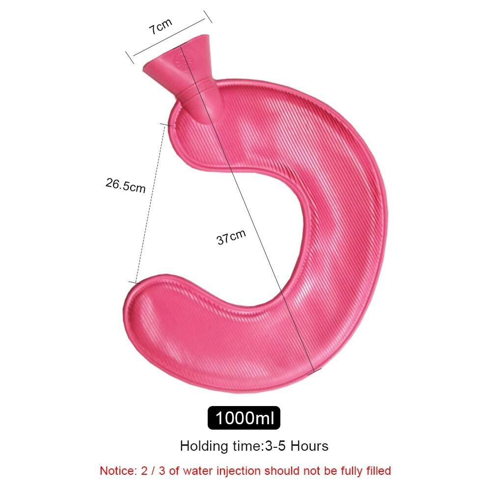 1000ml U-Shaped Rubber Water Bottle Bag Keep Hand Belly Warm Warmer Water Injection Warm Water Bag^^