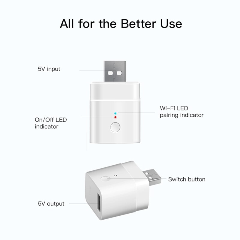 SONOFF – adaptateur intelligent USB sans fil Micro-5V, Module domotique intelligent Via télécommande Ewelink, fonctionne avec Alexa Google Home