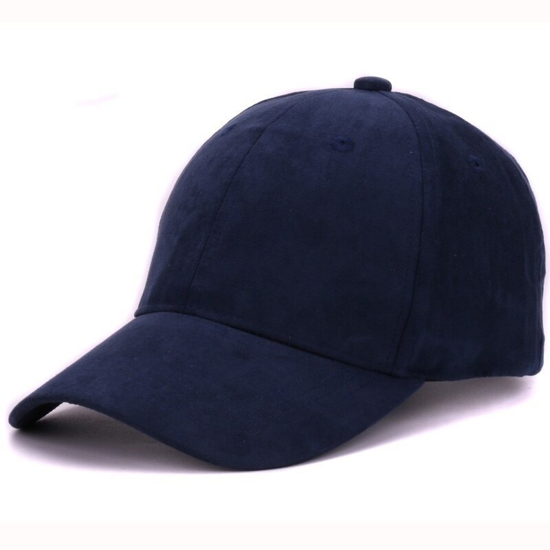 Suede baseball caps outdoor blank sport cap and hat for men and women: Navy Blue