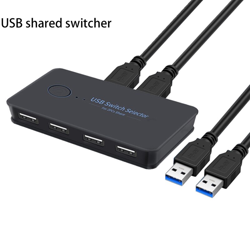 2 in 4 Out Switch Selector 2 Port Pcs Sharing 4 Devices USB2.0 for Keyboard Mouse Scanner Printer Hub Multifunctional