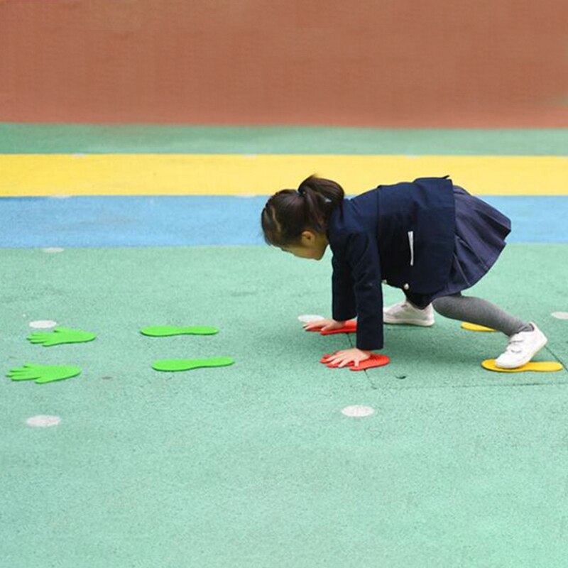 8 paires mains et pieds jeu 4 jouets de couleur pour enfants saut tapis de jeu Sport Musculation intérieur extérieur accessoires de jeu pour les enfants