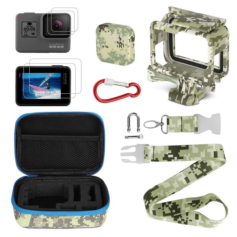 Camera Accessoires Kits, draagbare Actie Camera Accessoire Kit Met Camouflage Voor Gopro Hero 5/Hero 6/Hero, Opbergtas, lens Cap