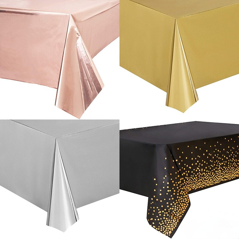 137*274Cm Plastic Rose Gold Dot Gilded Tafelkleed Verjaardag Feestartikelen Wegwerp Tafelkleed Cover Bruiloft Decoratie
