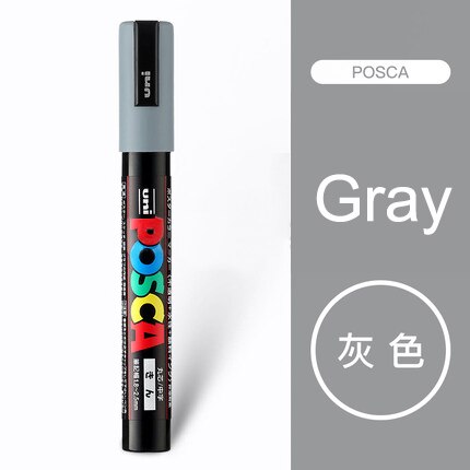 Uni Posca PC-5M Paint Marker Pens Medium Tip 1.8mm-2.5mm 17 Colors for School Office Art Marker Japanese Art Supplies 1Pcs: Grey 1Pcs