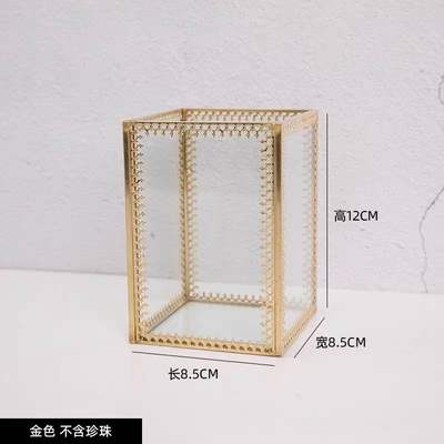 Caja de cristal para brochas de maquillaje, organizador de escritorio para joyería, Cubo de lápiz, caja de almacenamiento de cosméticos, barril de perlas, ZM827: A