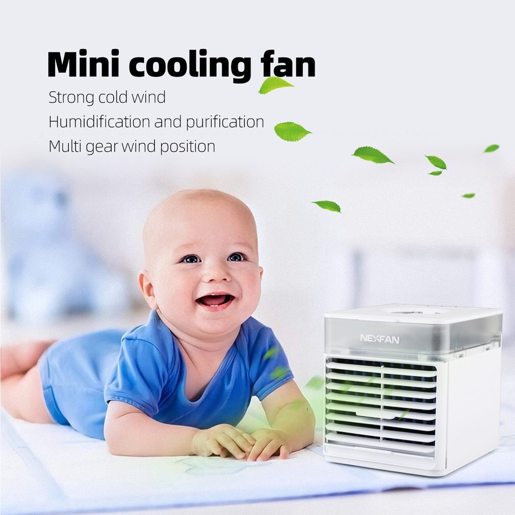 Mini ventilador de aire acondicionado USB de escritorio para oficina pequeño ventilador de aire acondicionado pequeño ventilador de refrigeración para el hogar Mini enfriador de aire colorido solo ICOCO