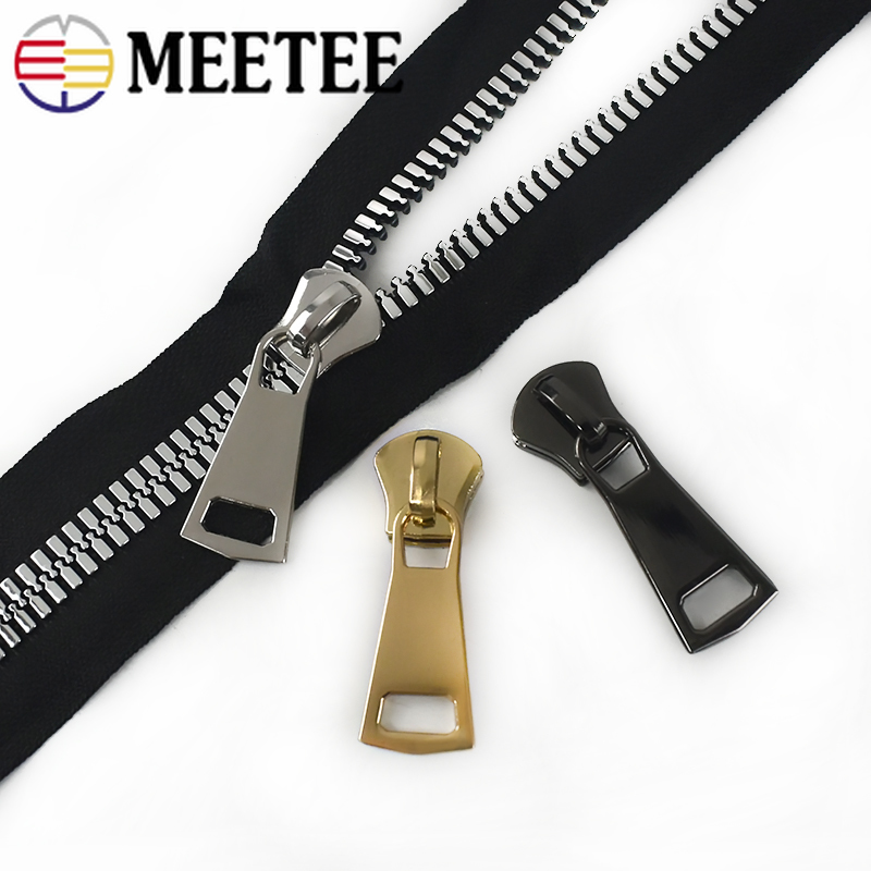 Meetee 10pcs 8# 15# Alloy Zipper Silder for Resin Zips Head Metal Puller for Jacket Zip Repair Kit DIY Garment Sew Zipper Silder