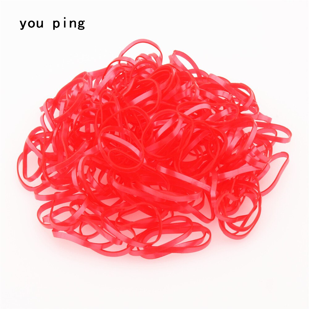 901 Pink Rubber Band Elastic Rope Women Girls child Tie Hair Styling Tools Students School Supplies: Bright red