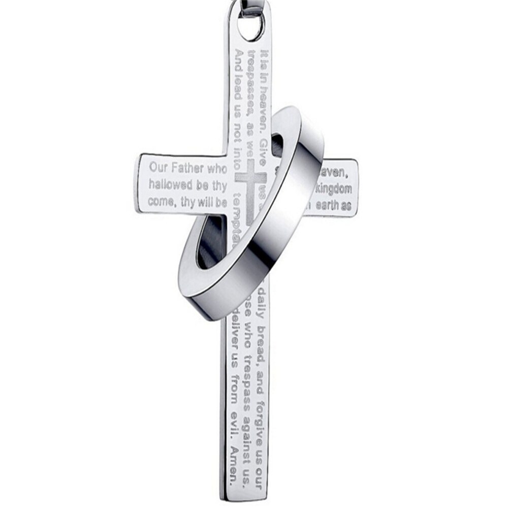 Rvs Cross Heer En Halo Ring Hanger Statement Ketting Voor Vrouwen Meisjes: Silver