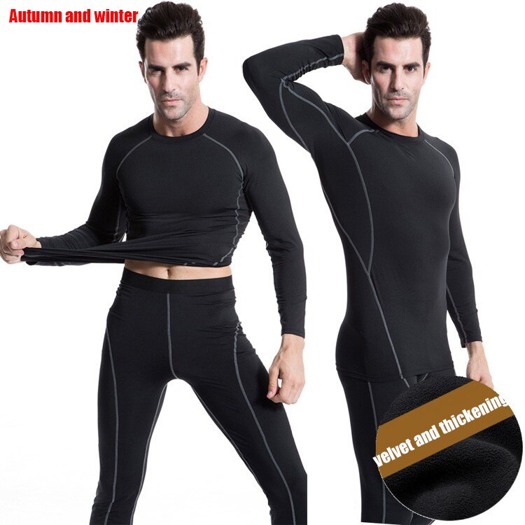 YSMOTOGO Thermal Underwear Set Man Motorcycle 4 Seasons Skiing Warm Base Layers Sportwear Tight Long Shirt &amp; Tops Set Clothing: L / winter set