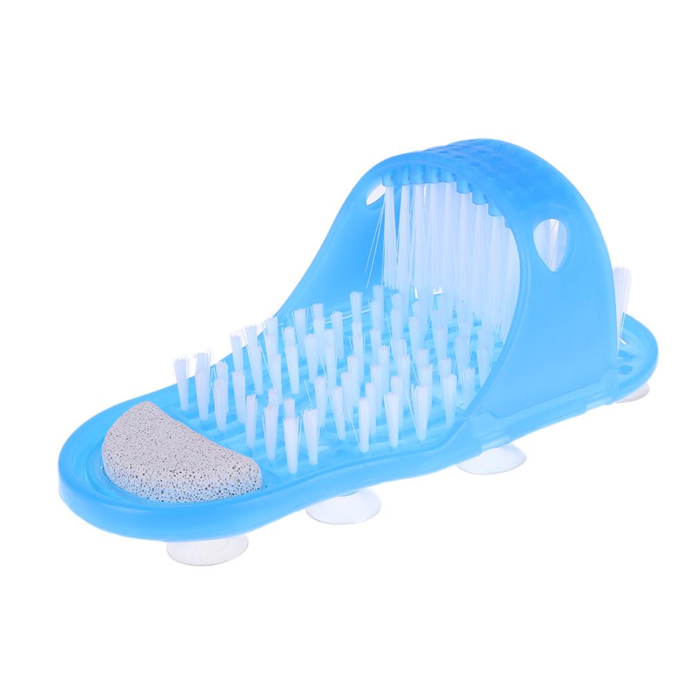 1 stk fodskrubber bad plast fjern døde hudmassage hjemmesko sko med børste husholdnings badeværelse fod rengørings børste tøffel: Blå