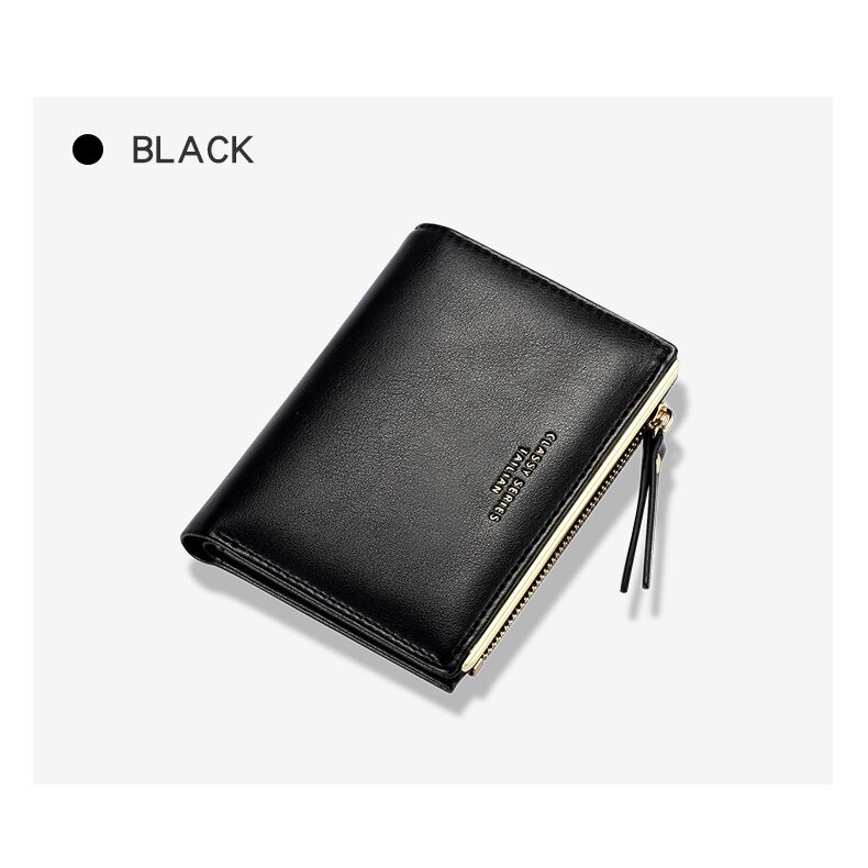 Portafoglio donna in pelle cerniera Hasp Mini stile grande capacità moda femminile borsa portamonete porta carte portamonete slot multi-card: Black