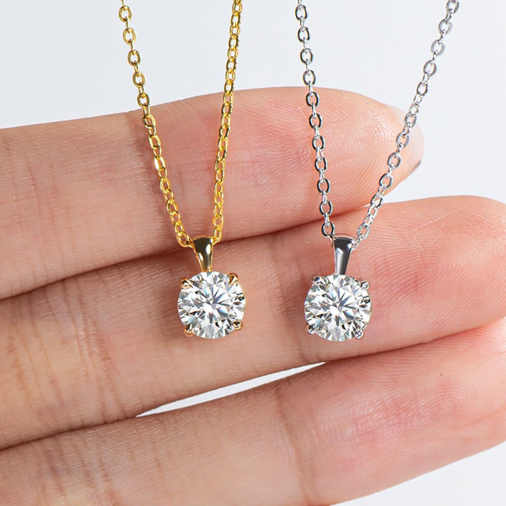 Collana con ciondolo Moissanite Color oro 1 carato reale 1 carato 100% argento Sterling 925/oro 18 carati regalo di gioielleria raffinata