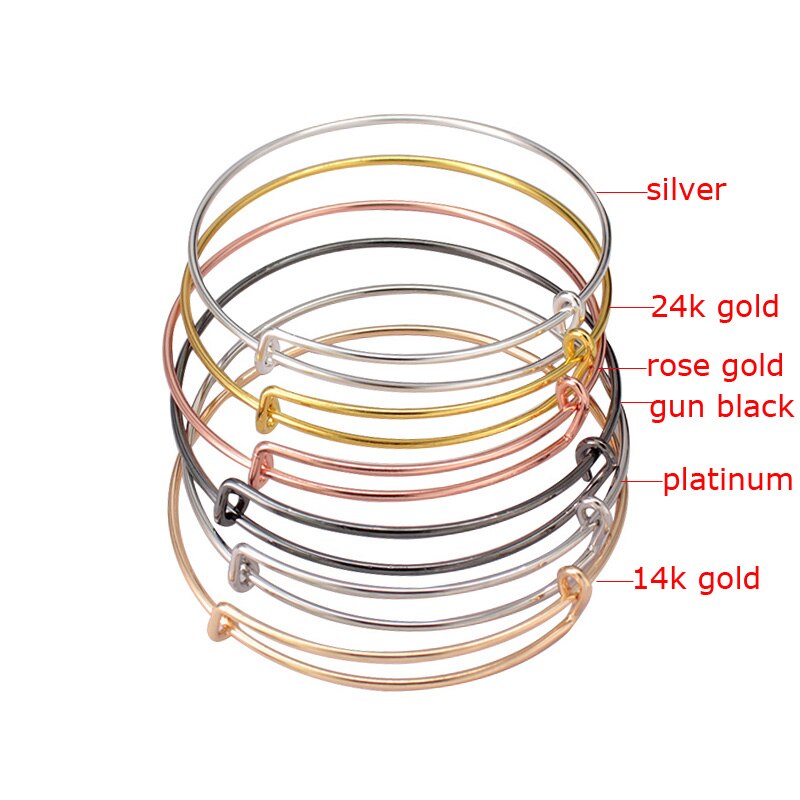 Charming Expandable Bangle Bracelet DIY Charm Wire Adjustable Bangle Women Adult 10Pcs Lot Gold Silver Color