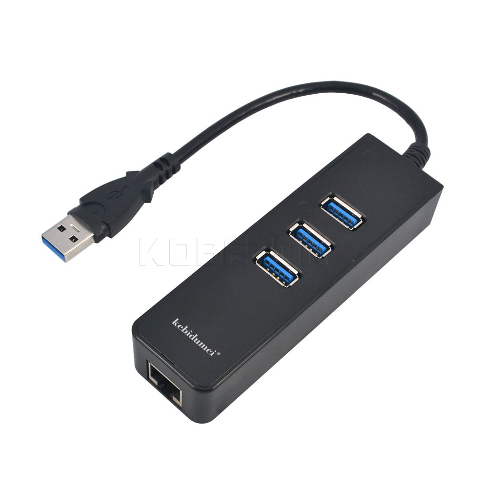 3 Ports USB Hub USB 3.0 To RJ45 Gigabit Ethernet LAN Wired Network Adapter 10/100/1000 Mbps For Windows Mac