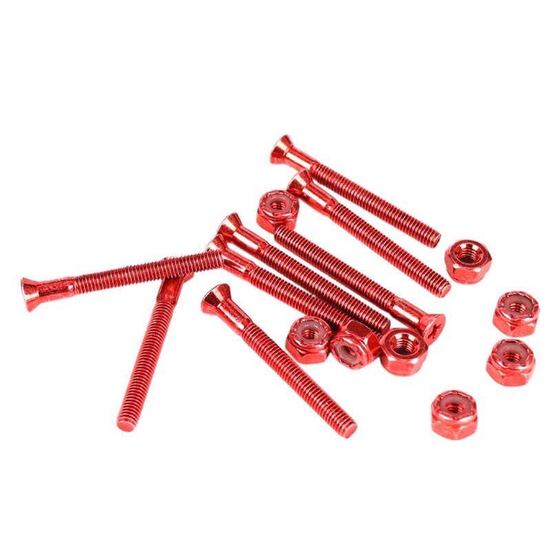 AKAGEAR 8Pcs Skateboard Screws for Installing Trucks Skateboarding Truck Gilt Screws Hardware: Red