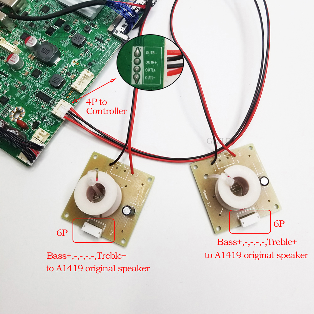 1 pair Audio Speaker Treble Bass Speaker Crossover Divider amplifier for 27" imac A1418 A1419 A2115 original Speaker Refit Kit