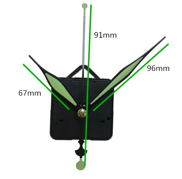 50 stücke welle 6mm DIY Uhr Mechanismus Bausatz Für Uhr Teile Fluoreszierende grün Hand Wanduhr Quarz uhr Bewegung