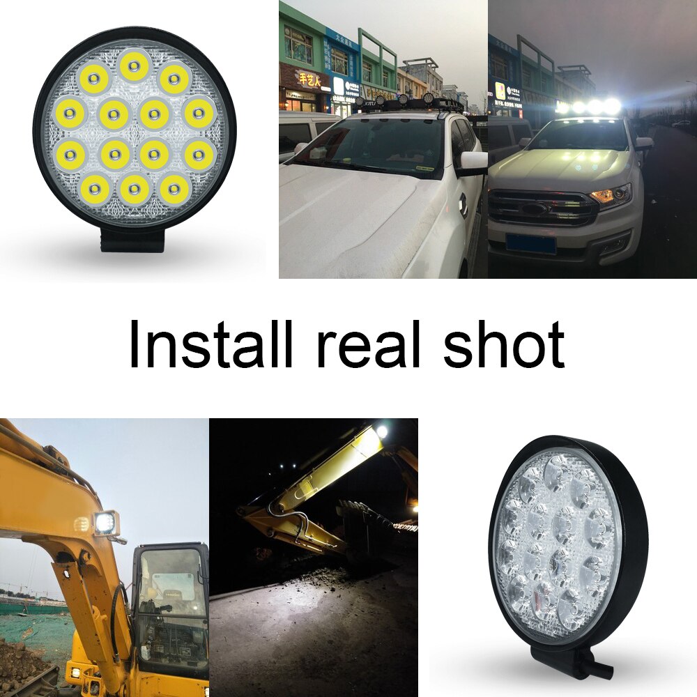 Aslent-Barra de luz Led redonda para obra, 4 pulgadas, 42W, 4200lm, faro delantero para Jeep, ATV, UAZ, SUV, 4WD, 4x4, camión, Tractor, todoterreno, 12v, 24v