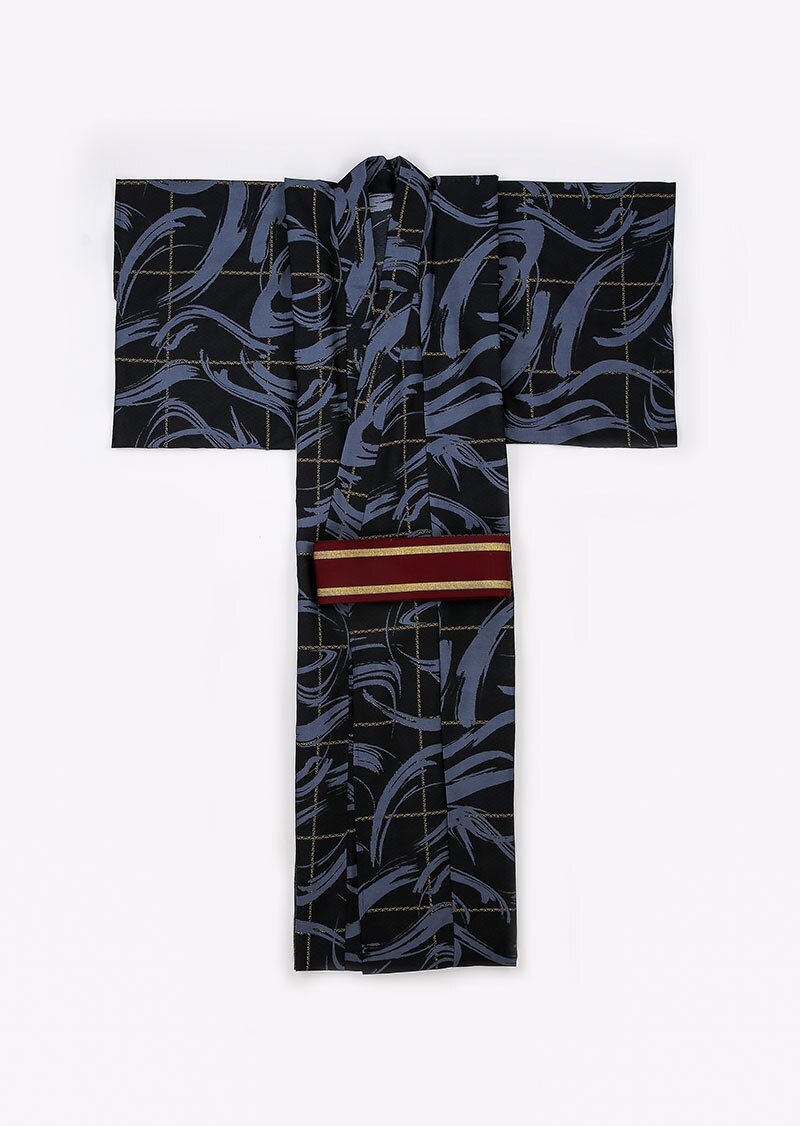 Summer Male Koi Fish Wave Kimono with obi Festival Traditional Bathrobe Dress Cosplay Samurai Kimono Costumes DH053: 12