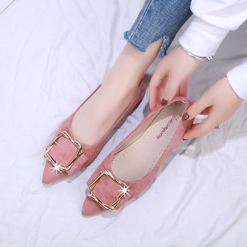 Women Suede Flats Basic Mixed Colors Pointy Toe Ballerina Ballet Flat Slip On Shoes size 35-40
