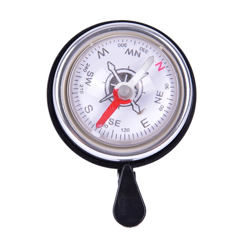 Mountainbike fietsbel claxon één-druk knop met luide ring metaal plastic mtb fiets alarm kompas met gids: Zilver