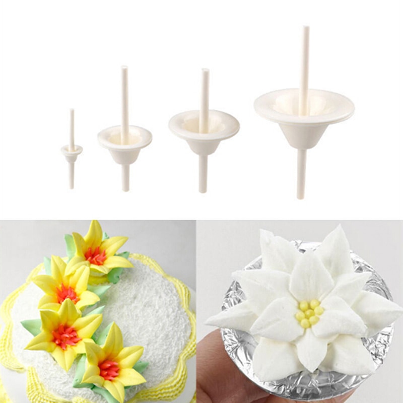 8 stks/set Plastic Lelie Bloem Nail Bakje Verwijderbare Frosted Piping Mould Keuken Pastry Tool Fondant Cake Decorating