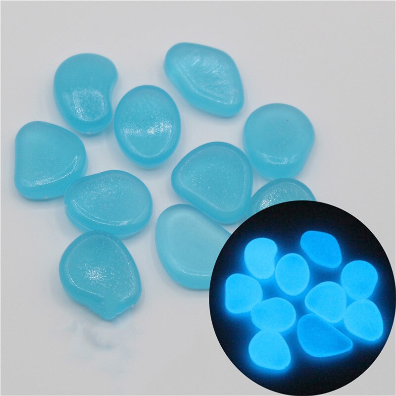 100pcs Glow Luminous Stones Glow Home Fish Tank Garden Decoration Luminous Glowing In The Dark Accessory for: 02