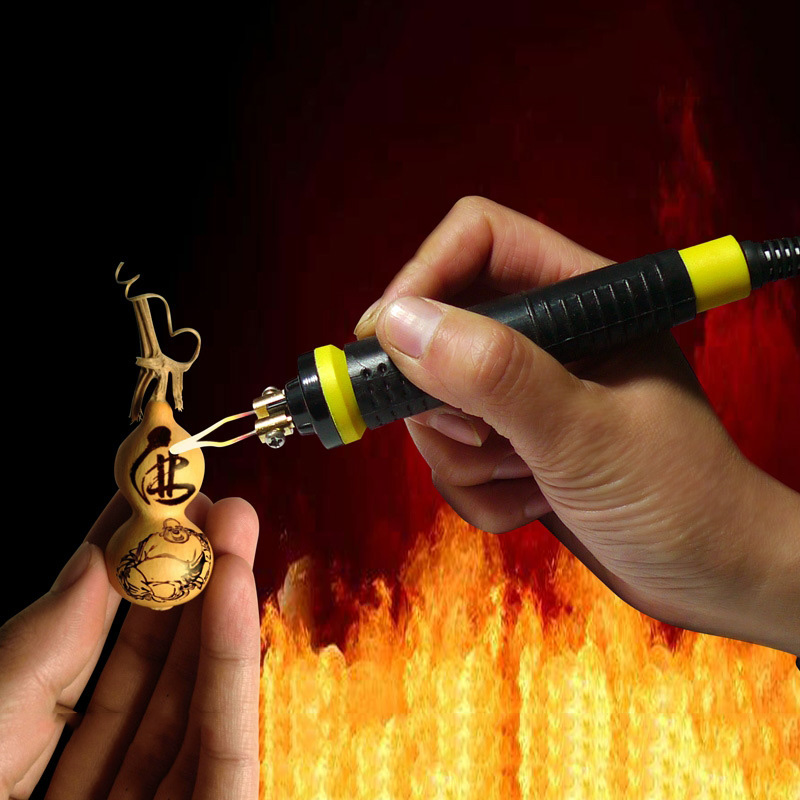 Ac 220v træ brændende håndværk værktøj tip holder pyrografi pen maskinsæt sæt træ brændende elektrokauteri pen udskæring med 10 tip