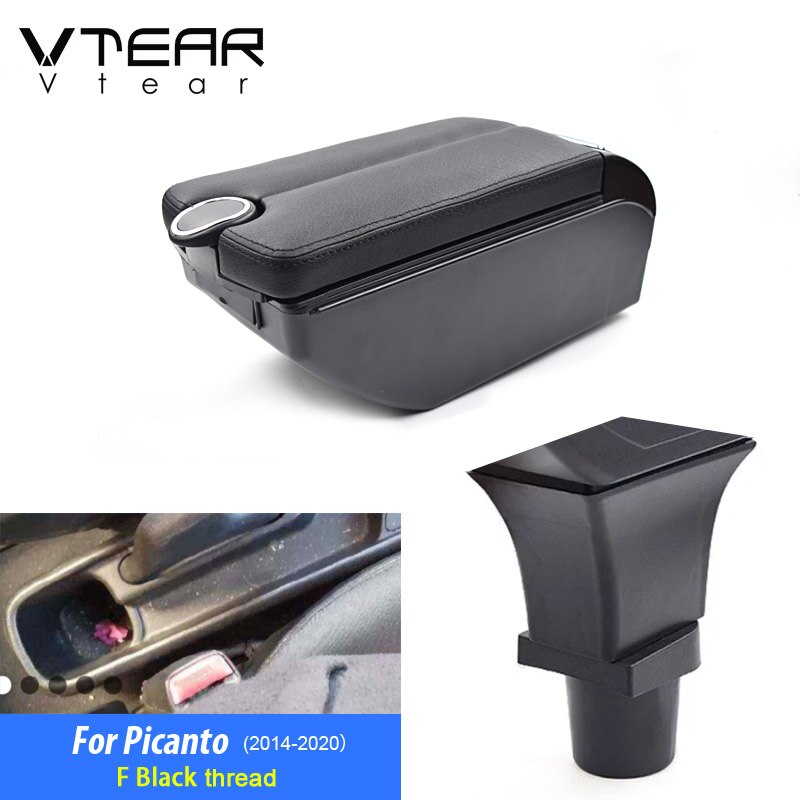 Vtear For Kia Picanto Armrest Interior Center Console Storage Box Arm Rest Car-styling Decoration Accessories Parts Organizer: Type2 F Black