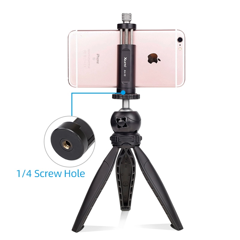 XILETU XJ-10 56mm to 95 mm Universal Aluminum Alloy Metal Phone Holder Clip Mount w 1/4 Screw Hole Bubble Level for Smartphones