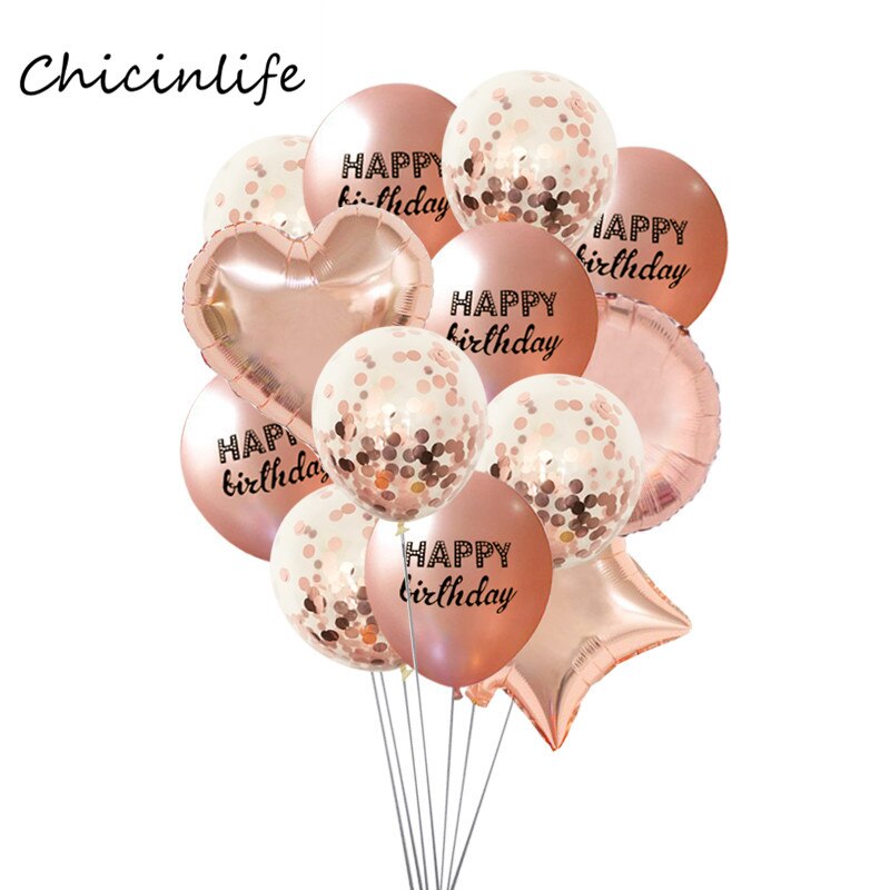 Chicinlife Rose gold Happy Birthday Latex Balloons Baby Shower Party Balloons Birthday party Decoration Birthday Balloon