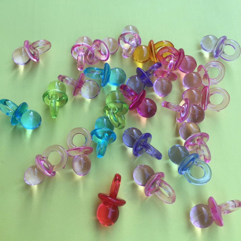 50Pcs Diy Kinderen Zuigen Speelgoed Multicolor Baby Ornamenten Tepel Hanger Plastic Speen Fopspenen Bead Verjaardagsfeestje Decoratie