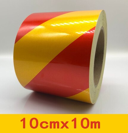 Breedte 50 Mm Reflecterende Materiaal Tape Sticker Veiligheidswaarschuwing Tape Reflecterende Film: red yellow10cmx10m