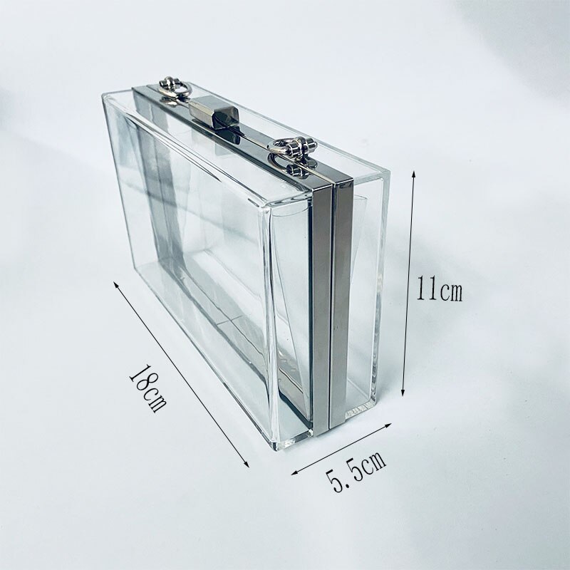 Ms. Brand Evening Bag Acrylic Ms. Shoulder Bag Silver Frame Transparent Small Square Bag Casual Clutch