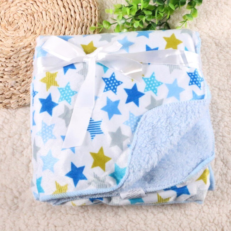 Factory Sales Baby Blanket thicken double layer fleece infant swaddle baby swaddle Microfiber plaid 76*102CM atrq0001