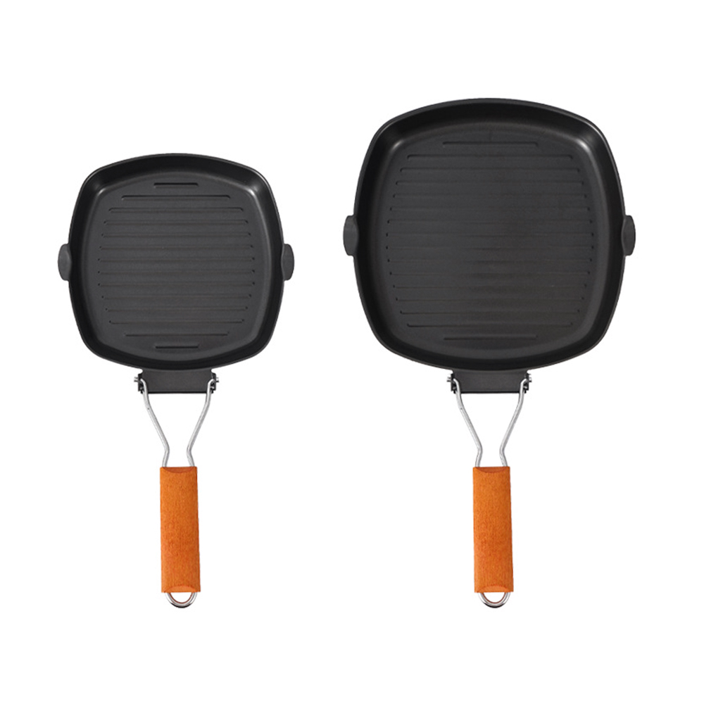 Outdoor Camping Frying Pan Ultralight Iron Steak Pot with Foldable Handle Outdoor Frypan Cooking Tableware Camping Pot