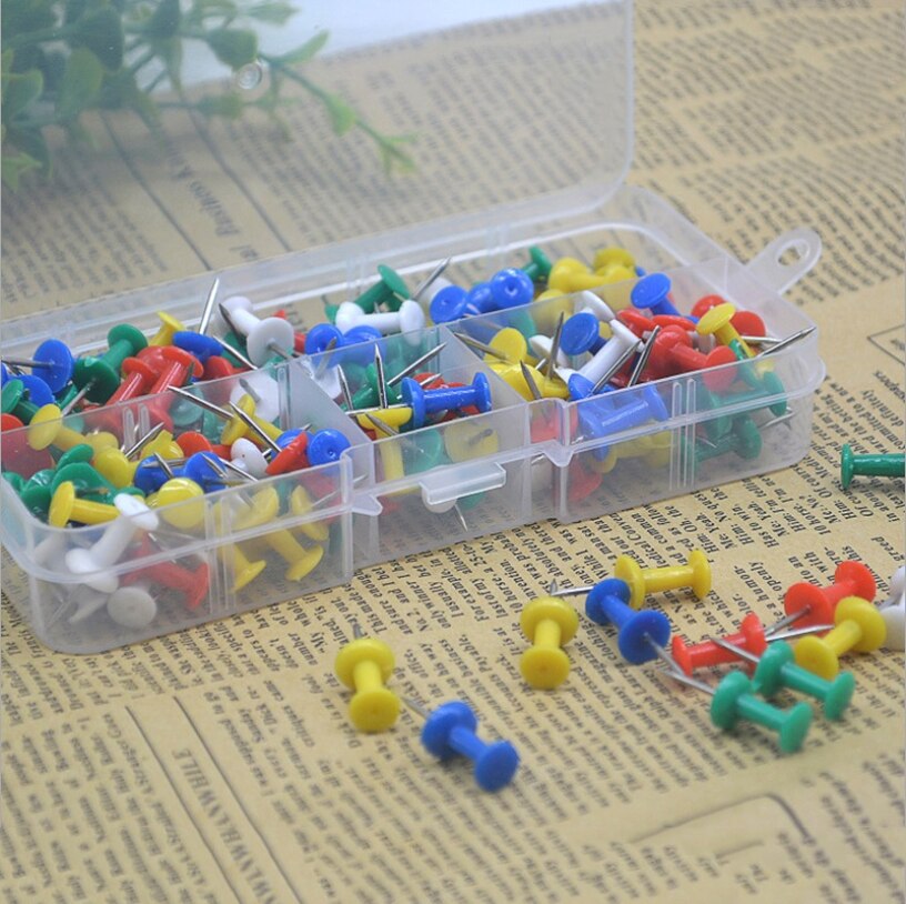 100 Uds chinchetas de colores, tachuelas de Metal para el pulgar, tachuelas de dibujo de mapa, alfileres artesanales, accesorios de oficina, útiles escolares, papelería