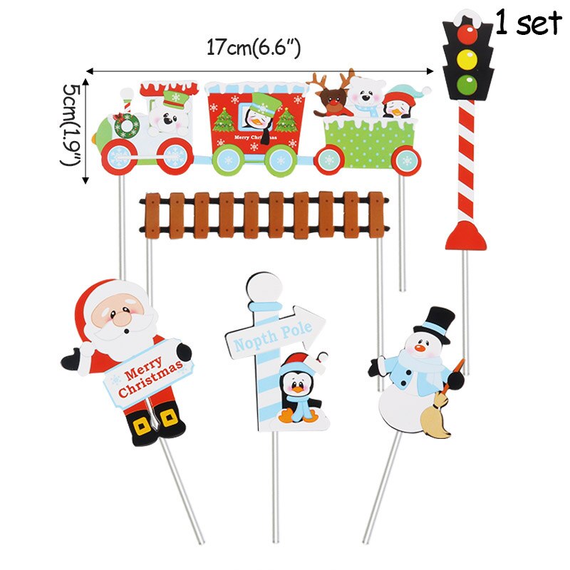 Glædelig jul brev kage topper julemand snemand tog kage topper dekoration julepynt til hjemmebord: Kage toppers c