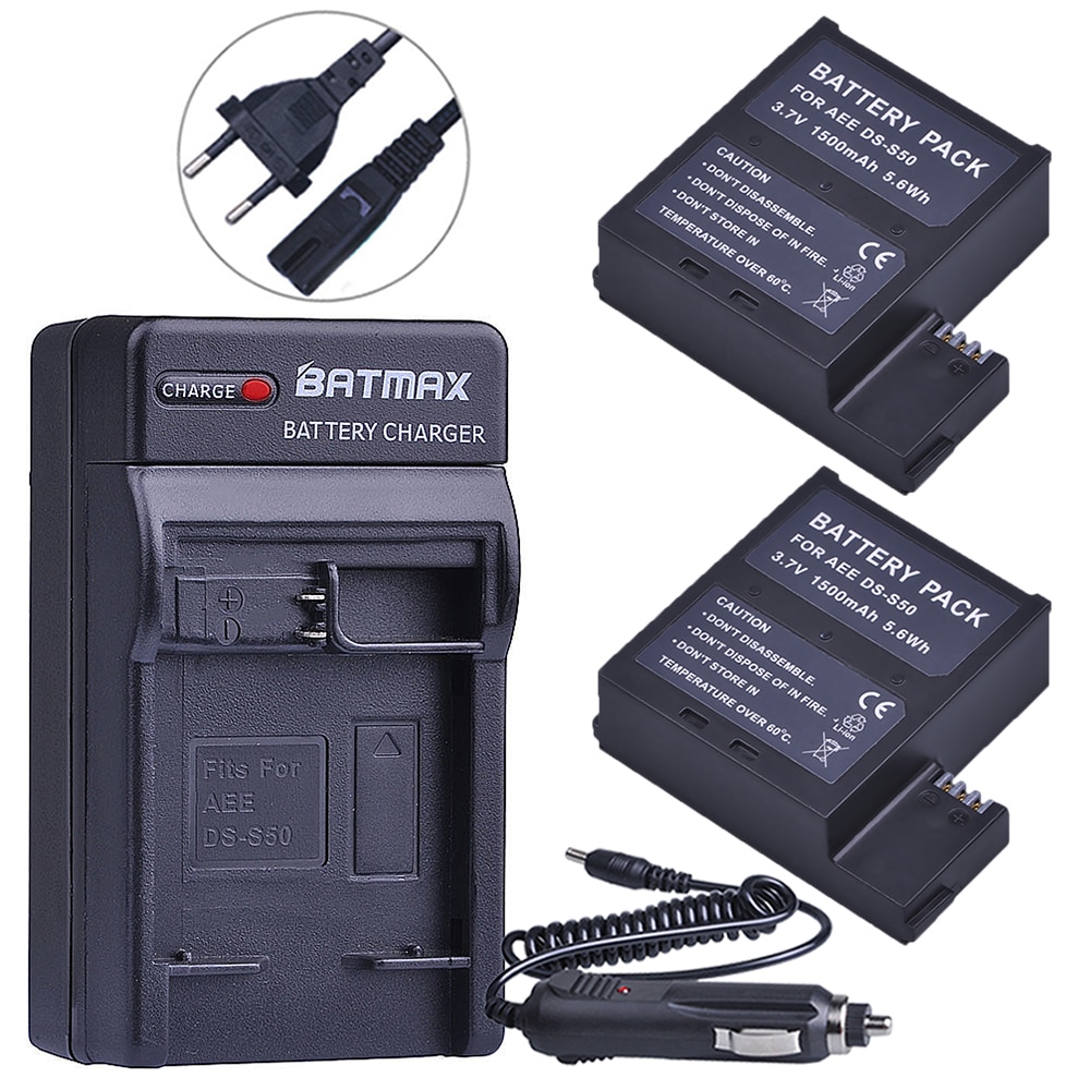 2 stks 1500 mah DS-S50 DSS50 S50 Batterijen Akku + EU/VS Charger Kits voor AEE DS-S50 S50 AEE d33 S50 S51 S60 S71 S70 Camera Batterij