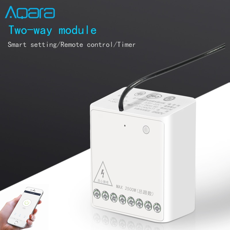 Xiaomi Aqara interruptor de relé inalámbrico controlador de módulo de Control de dos vías temporizador inteligente 2 canales de trabajo para Homekit y aplicación Mijia