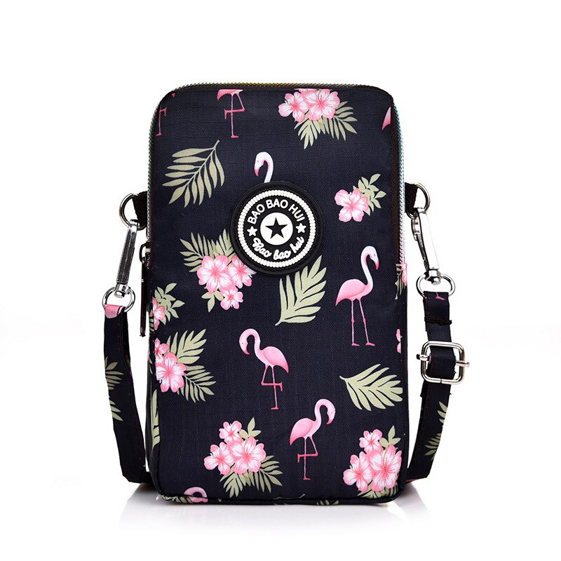 Monedero para mujer, funda monedero para exteriores brazo, funda de hombro, funda para teléfono, bolsillo para chica, funda para llavero de dibujos animados, billetera con cremallera: Flamingo