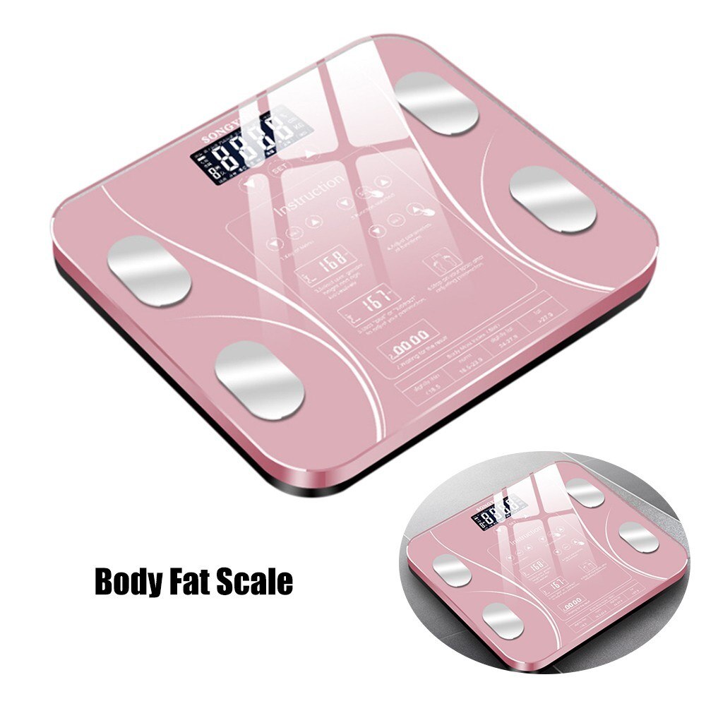 Body Fat Scales Intelligent Electronic Weight Scale Digital BMI Scale Water Mass Health Body Composition Analyzer Monitor: Pink