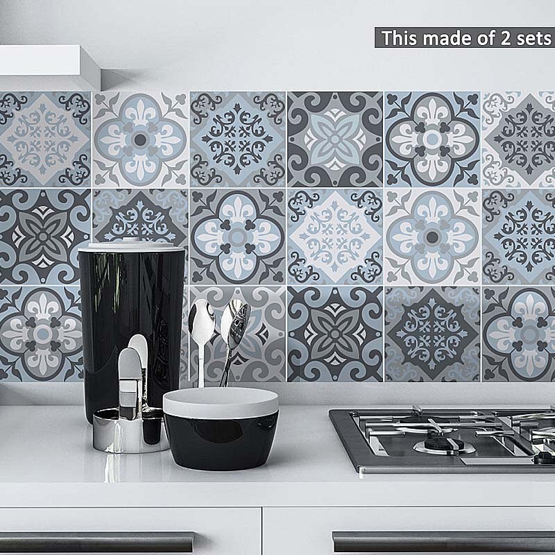 10Pcs Thuis Pvc Tegels Stickers Muursticker Retro Decor Waterdichte Keuken 15*15Cm Thuis Badkamer Keuken december