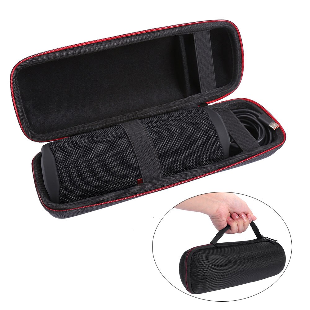 Travel Portable Protective Carrying Case Hard Shell Storage Bag Pouch Cover with Carabiner for JBL Flip 5 Flip5 Speaker: Double grid black